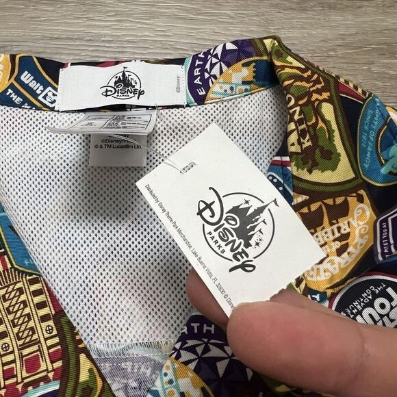 Disney Parks WDW Star Tours Epcot Attraction Patches Button Shirt Size Small NWT - Picture 8 of 9